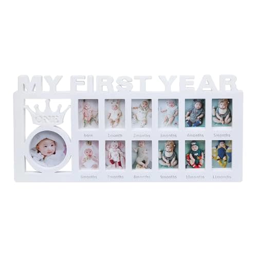 CCONYA Creative Baby Commemorate First 12 Months Picture Frame Kids Growing Memory Gift DIY Newborns First Year Souvenirs Photo Frame (white)