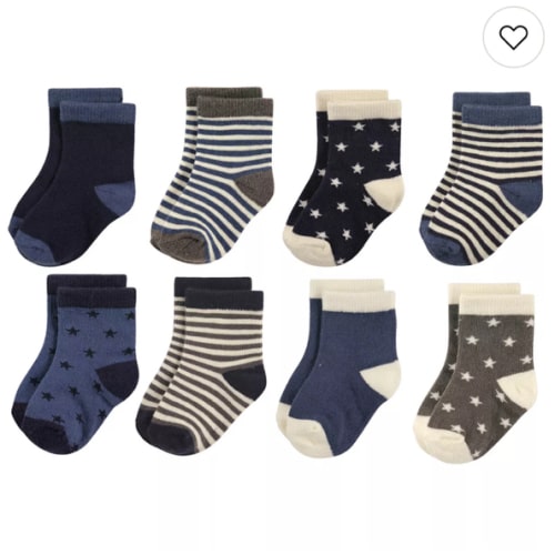 Hudson Baby Infant Boy Cotton Rich Newborn and Terry Socks, Stars