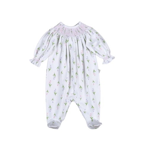 ZOE-514 Zoe Floral Hand Smocked Bishop Footie