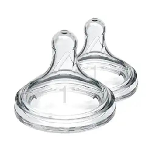 Dr. Brown’s Natural Flow Level 1, Wide-Neck Baby Bottle Nipple, Slow Flow, 100% Silicone, 2 Pack, 0m+
