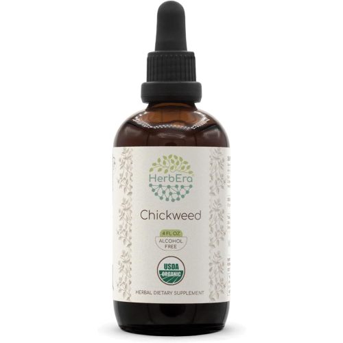Chickweed B120 Alcohol-Free Herbal Extract Tincture, Concentrated Liquid Drops Natural USDA Organic Chickweed (Stellaria Media) Dried Above-Ground Parts (4 fl oz)