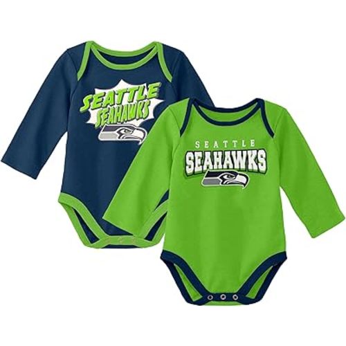 NFL Officially Licensed Newborn Infants 0-18m Sunday Star 2 Pack Snap Closure Cotton Creeper Bodysuit Romper Set