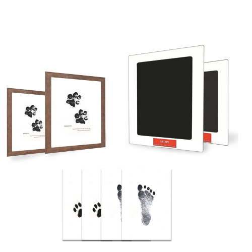 Inkless Baby & Pet Paw Print Kit – DIY Handprint Keepsake with Walnut Wood Frames – Mess-Free Memory Set for Dogs, Cats & Newborns