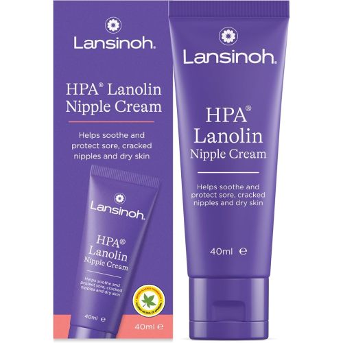 Lansinoh HPA Lanolin Nipple Cream for Sore Nipple & Cracked Skin, 100% Natural Single Ingredient, Breastfeeding Essential, Tasteless, odourless, Hospital Bag, moisturising, 40ml
