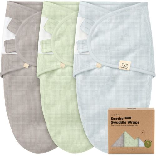 3pk Soothe Wren Swaddle Sleep Sacks, Organic Newborn Swaddles Wrap 0-3 Months, Soft Baby Wearable Blanket (Ripple, One Size)