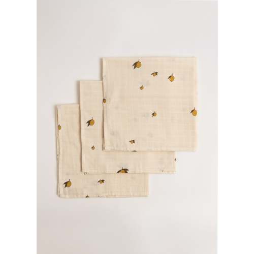 3 PACK MUSLIN CLOTH GOTS - lemon