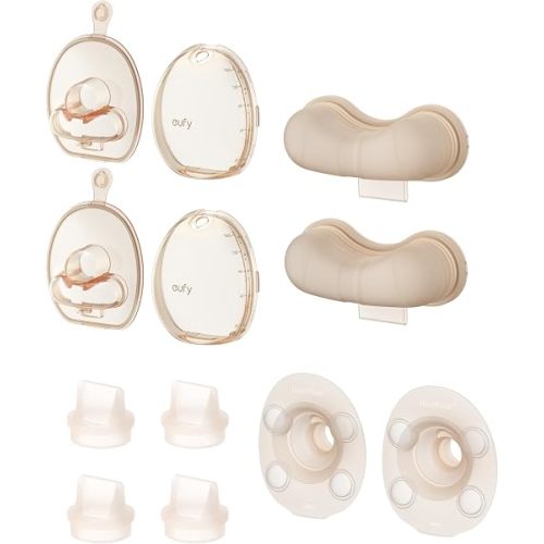 eufy Wearable Breast Pump S2/S2 Pro 5oz Milk Container & 24mm Flange & Diaphragm (2-Pack) & Duckbill Valves (4-Pack) (Bundle)