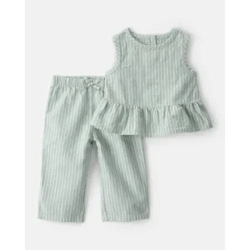Baby Girl 2-Piece Sleeveless Tee & Pant Set - Green | Carter's