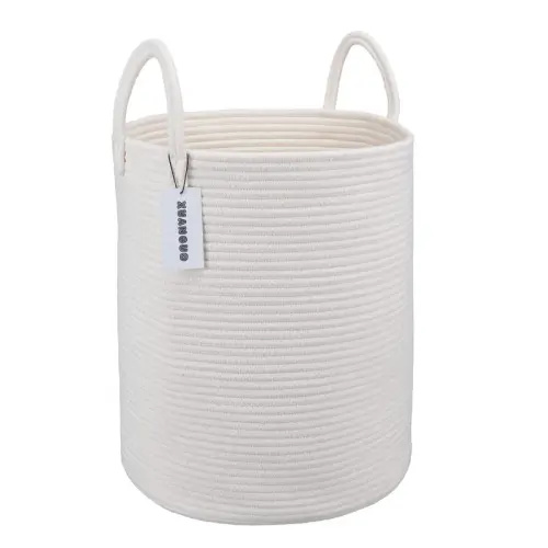 Dakota Fields Rope Laundry Basket Hamper For Clothes Decorative Woven Storage Basket For Living Room Bedroom Boho Tall Rope Baskets For Blanket Toys Baby Nursery Hamper Bin Large | Wayfair