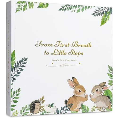 Orzbow Baby Memory Book for Boys and Girls, Timeless First 5 Year Baby Keepsake Book, Gender Neutral Journal Scrapbook Photo Album, Record a Milestone for every Event from Birth to Age 5