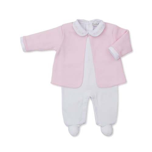 Sweet Homecoming Footie & Pink Jacquard Jacket Set