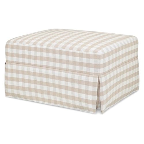 Namesake Crawford Gliding Ottoman in Tan Gingham, Greenguard Gold & CertiPUR-US Certified