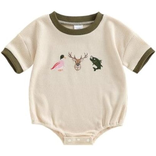 Baby Boy Summer Clothes Mallard Duck Embroidery Newborn Bubble Romper Short Sleeve Bodysuit Infant Hunting Clothing