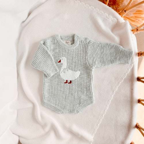 Goose Chunky Knit Romper - Periwinkle Blue