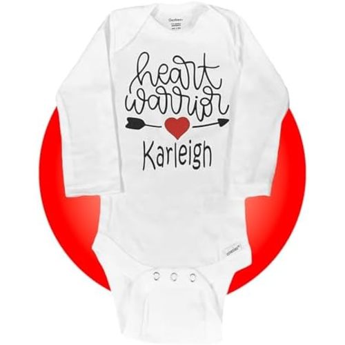 Heart Warrior Gifts - 100% Cotton Personalized Bodysuits - Unisex Sizing - Black or White Available - CHD Baby Clothing