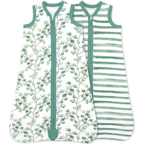 Bublo Baby Wearable Blanket, Cotton Sleep Sacks for 3-6 Months, 2 Pack Unisex Sleeping Bag Sack, Small Size, 2-Way Zipper, 0.5 Tog Breathable Cotton