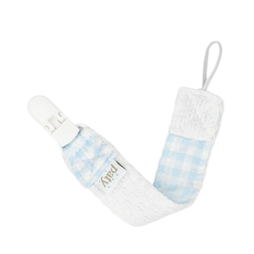 PatyKnit™ Pacifier Clip with Gingham Trim