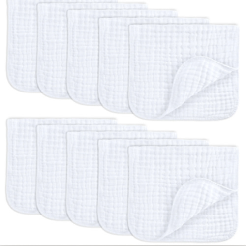 Muslin Burp Cloths in White – Comfy Cubs