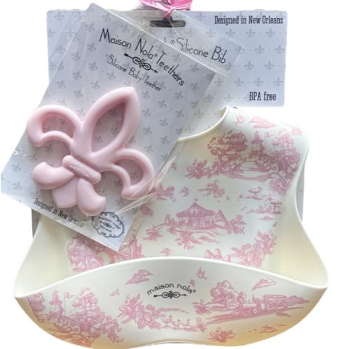 Pretty in Pink Storyland Baby Gift Bundle | Silicone Bucket Bib and Teether - ZukaBaby