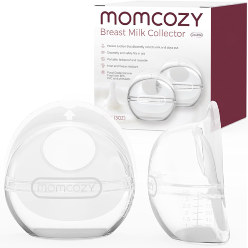 Momcozy Breast Milk Collector, Milk Collectors for Breastfeeding, Reusable Breast Milk Shells, Silicone Catcher with More Fit & Soft (3oz/90ml, 2 Counts)