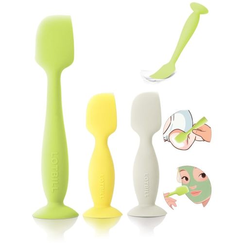 LOTBILL Diaper Cream Spatula, 3 Pack Butt Spatula Baby, Silicone Diaper Cream Applicator, Full-Size + Mini Butt Paste Applicator for Babies, Newborn Baby Necessities (Green+Beige+Yellow)