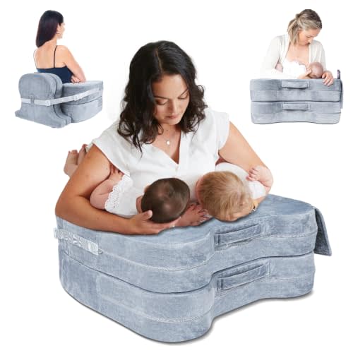 EKEPE Nursing & Lounge Pillow for Twins, Breastfeeding Pillow Plus Size for Baby with Back Support and Adjustable Height for Twin 0-12 Months