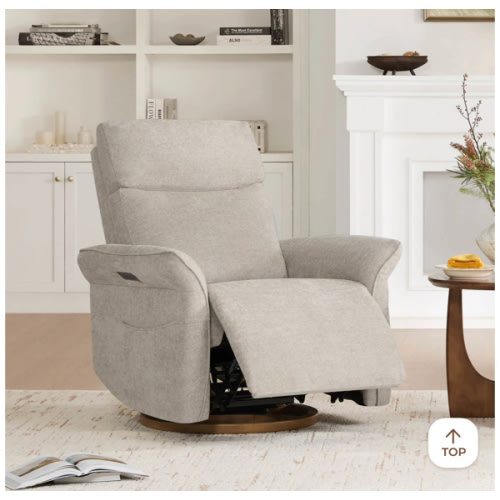 Vinca Power Swivel Nursery Glider Recliner with Power Lumbar & Headrest