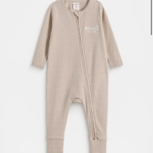 Core Logo Zipsuit | Sage Stripe | Seed Heritage