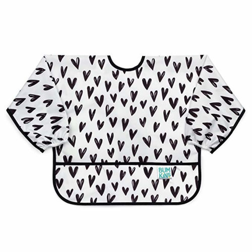 Sleeved Bib - Black hearts
