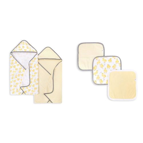 Burt's Bees Baby - Hooded Towels, Absorbent Knit Terry, Super Soft Single Ply & Washcloths, Absorbent Knit Terry, Super Soft 100% Organic Cotton