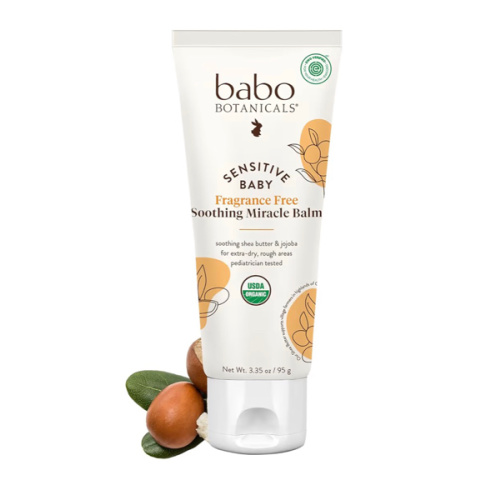 Babo Botanicals Sensitive Baby Fragrance-Free Soothing Miracle Balm - USDA Organic - All-Purpose Salve with Olive Oil & Shea Butter - For extra-dry, rough areas - EWG Verified - For Babies & Kids