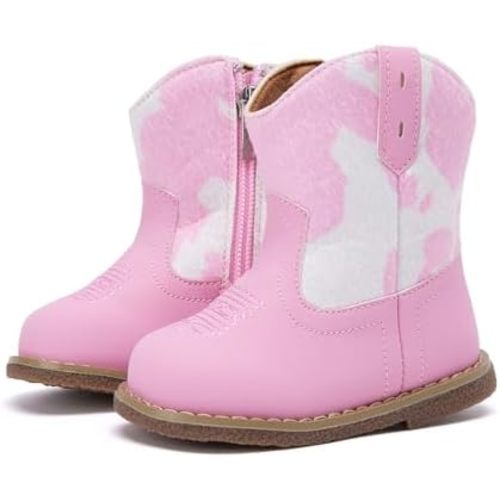BMCiTYBM Baby Cowboy Cowgirl Boots Infant Western Boots Toddler Boys Girls Round Toe Riding Mid Calf Boots All Seasons for 6 9 12 18 24 Months