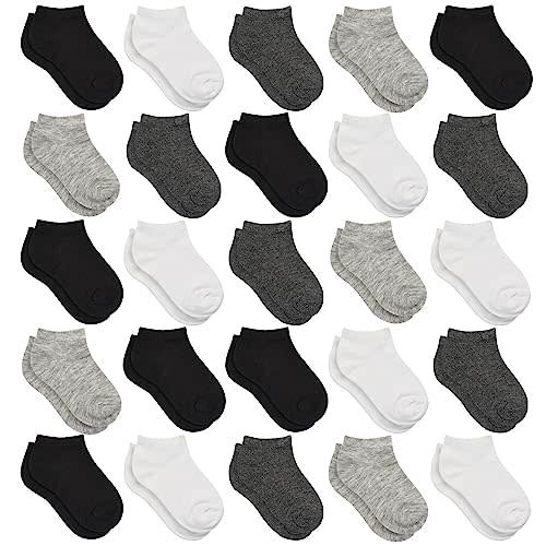SPTRAMLE Kids Socks - 25 Pairs Toddler Ankle Socks Set, Low Cut for Boys & Girls (0-14 Years Old)