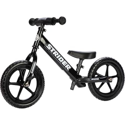 Strider 12 Sport Bike, Black - No Pedal Balance Bicycle for Kids 1 to 4 Years - Includes Safety Pad, Padded Seat, Mini Grips, Flat-Free Tires-Easy Assembly, Tool-Free Adjustments