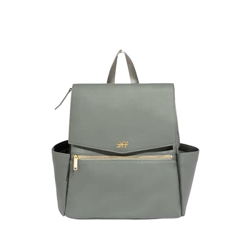 Freshly Picked Mini Classic Diaper Bag Backpack, Wipeable Vegan Leather, Womens (Stone)