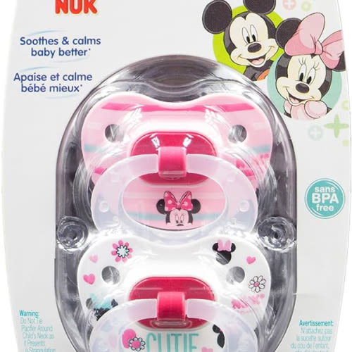 NUK Disney Baby Puller Pacifier, 0-6 Months, Girl/Minnie Mouse, 1 pk