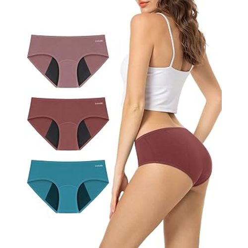 TANSTC Period Underwear for Women Heavy Flow Leakproof Menstrual Panties Postpartum Hipster Briefs 3 Pack