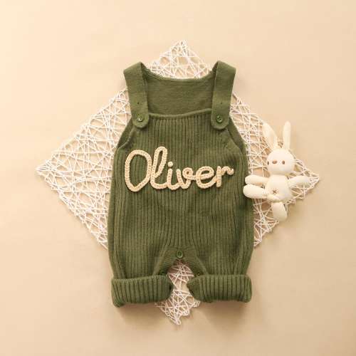 Personalized Embroidered Boy Romper, Custom Name Baby Overalls, Toddler Dungaree with Name, Baby Shower Gift, First Birthday Gift for Boys