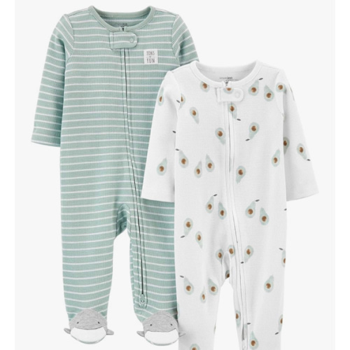 Simple Joys by Carter's Baby Girls' 2-Way Zip Thermal Footed Sleep and Play, Pack of 2