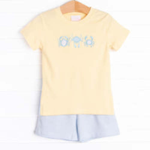 Big League Baller Smocked Flutter Sleeve Short Set, Navy – Stitchy Fish