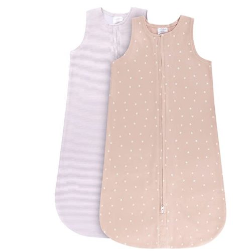 Ely's & Co 100% Cotton Wearable Blanket Baby Sleep Bag 2 Pack (6-12 Months, Blush)