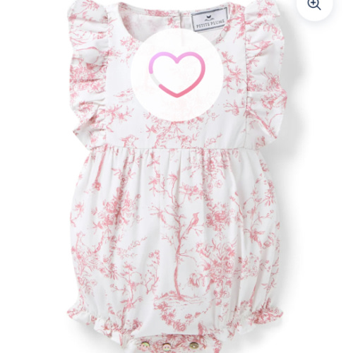 Baby's Twill Ruffled Romper in Timeless Toile