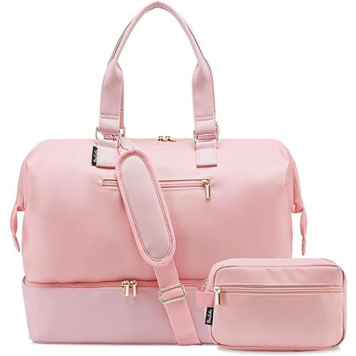 Weekender Bags for Women, Large Travel Duffel Bag with Shoes Compartment, Carry On Overnight Tote Bags with Toiletry Bags, Hospital Bags for Labor and Delivery