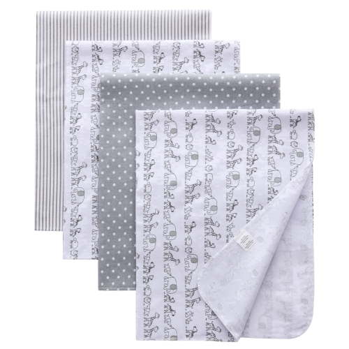 Gina Era Flannel Receiving Blankets, Baby Swaddle Blankets 100% Cotton 4 Pcs One Size 30 X 30 Inch for Baby Boy or Baby Girl (Style10)