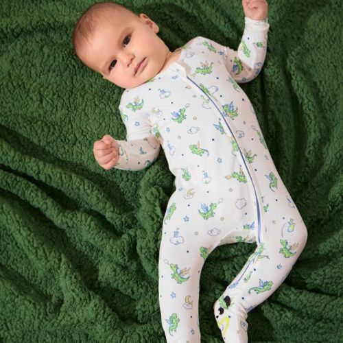 Bellabu Bear Baby Dragon Bamboo Convertible Footie White 12-18 Months