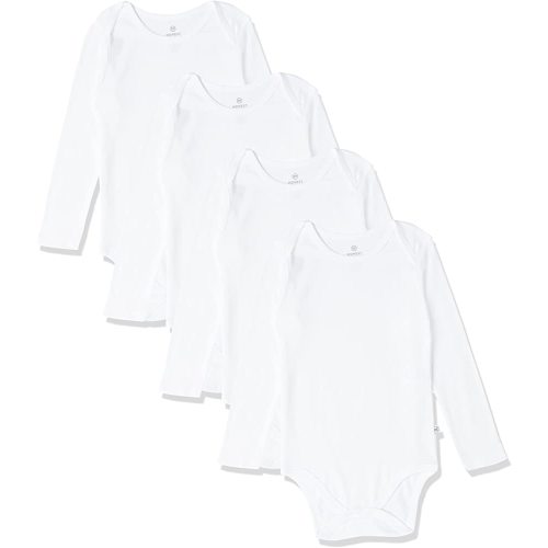 HonestBaby 4-Pack Long Sleeve Bodysuits One Piece 100% Organic Cotton for Infant Baby Girls, Boys