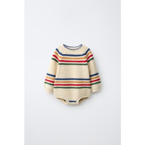 FRUIT OF THE LOOM™ WOOL BLEND STRIPED KNIT BODYSUIT - Ecru | ZARA United States