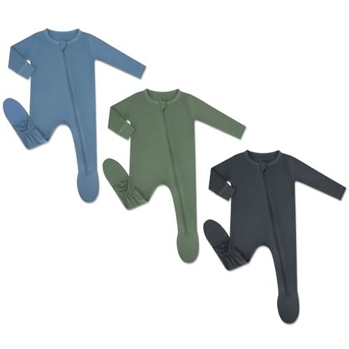 HAPIU Rayon from Bamboo Baby Footed Pajamas, 2 Way Zipper YKK, Footie for Baby Boy Girls, Newborn-24 Months