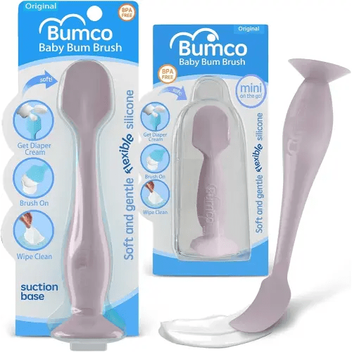 Bumco Baby Bum Brush + Mini Diaper Cream Spatula - BPA-Free Butt Spatula, Soft Diaper Spatula, Baby Diaper Cream Applicator, Mom-Invented Diaper Bag Essentials, Butt Spatula