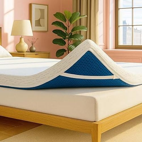 ViscoSoft 3 Inch Memory Foam Mattress Topper Queen - Select High Density Ventilated Mattress Pad - Premium Removable Rayon Cover